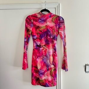 High Neck Open Back Mini Dress